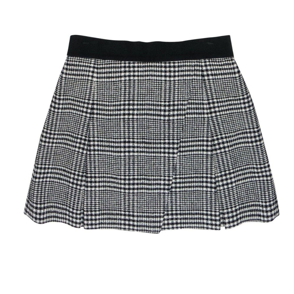 Alice & Olivia - Black & White Glen Plaid Pleated Skater Skirt Size 2